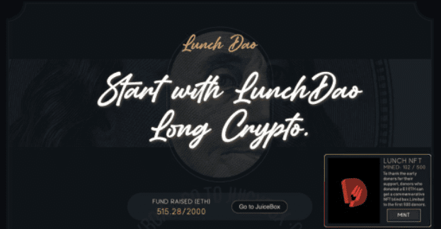巴菲特最后一届慈善午餐6月拍卖 LunchDAO已筹集515ETH参与竞标
