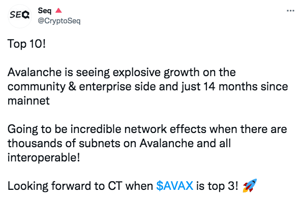 AVAX 再创新高！跻身市值前十大加密货币