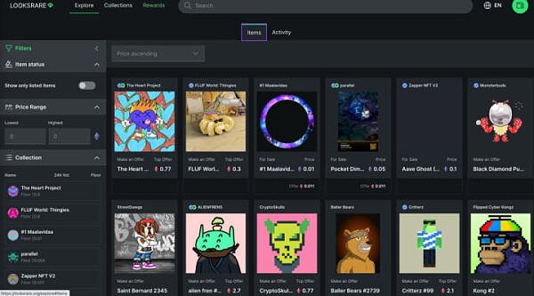 LOOKSRARE：一个新生NFT交易市场 刚上线交易量超Opensea