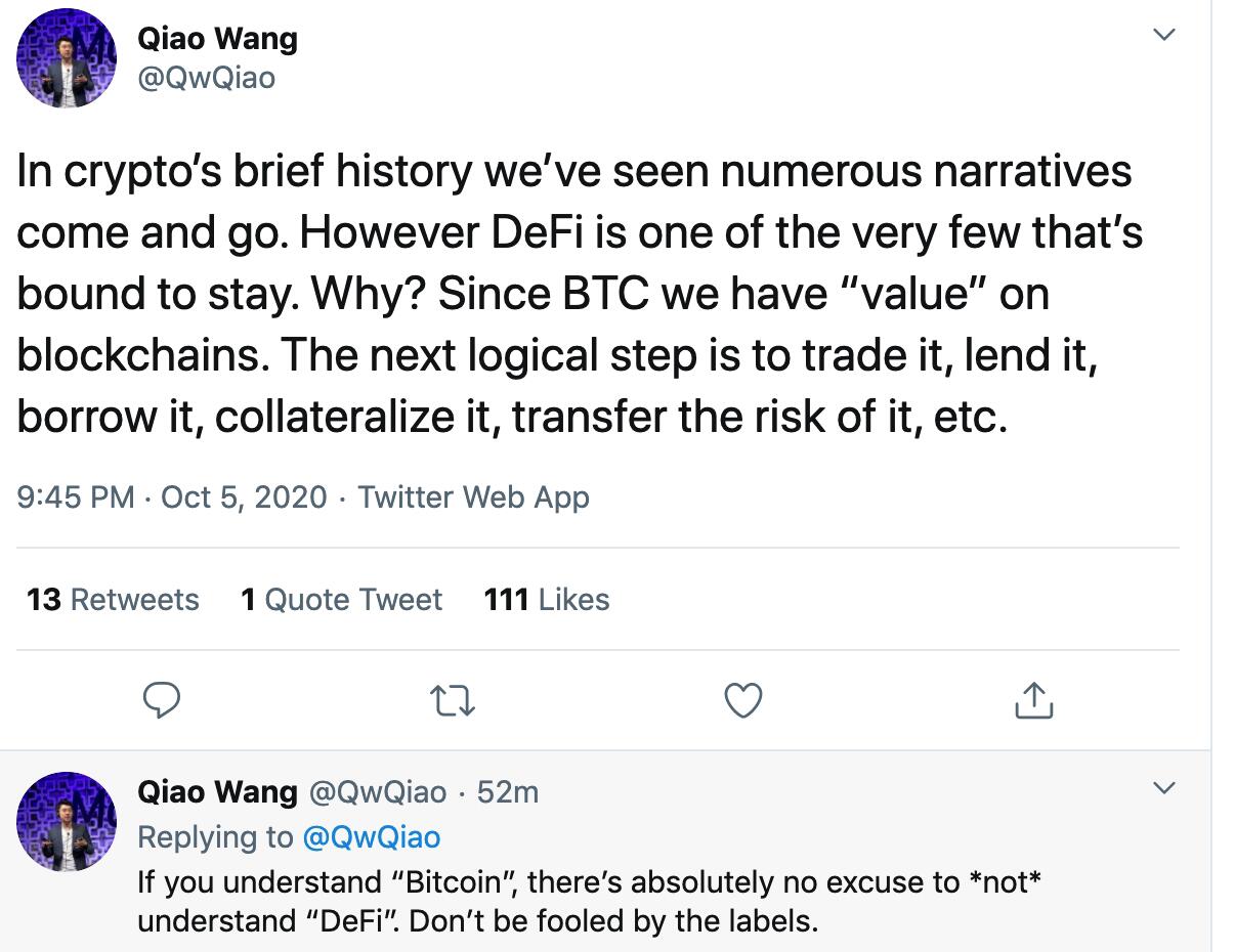 Former Director Messari: If you understand Bitcoin, there is no reason not to understand DeFi.