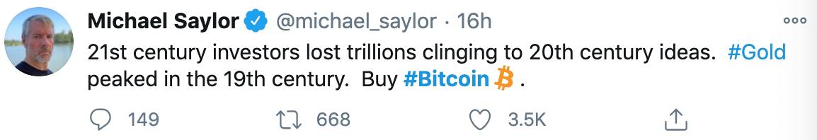 MicroStrategy CEO: Gold reached its peak in the 19th century. Now is the time to buy Bitcoin.