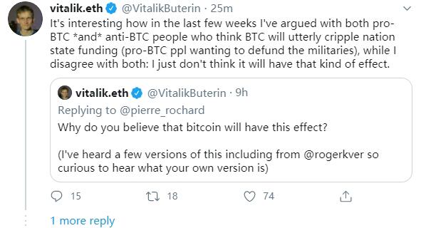 V神:比特币不会削弱国家资金