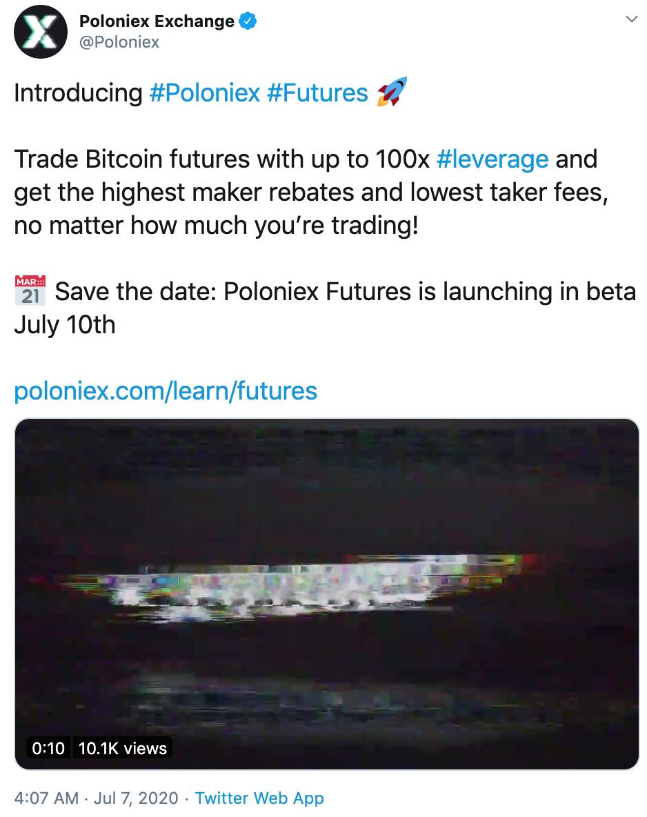 Poloniex Launches Futures Trading Beta on July 10