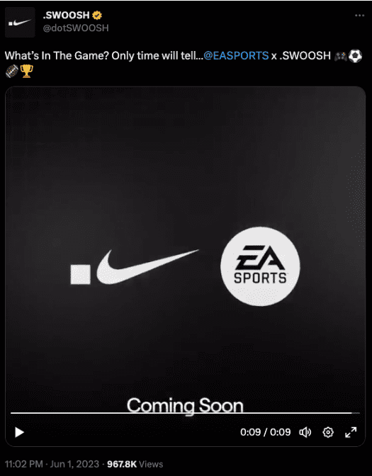 Nike NFT将整合进EA Sports多款游戏！角色将能换上个性化穿戴？