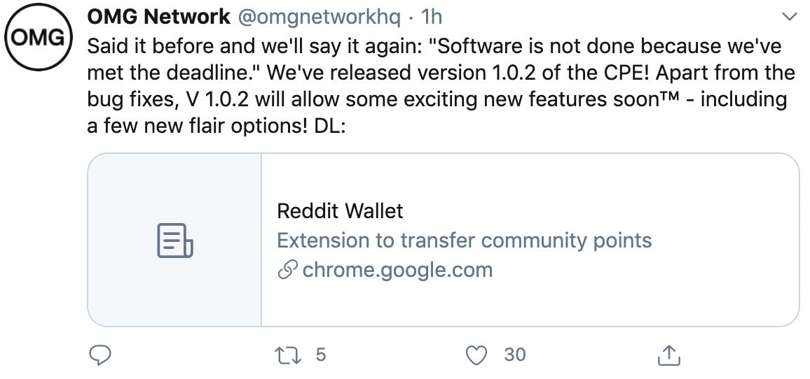OMGNetwork发布CPEV1.0.2版本
