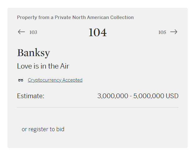 苏富比宣布班克斯画像拍卖接受比特币、以太坊付款
