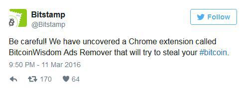 Chrome一扩展被发现在盗取用户比特币