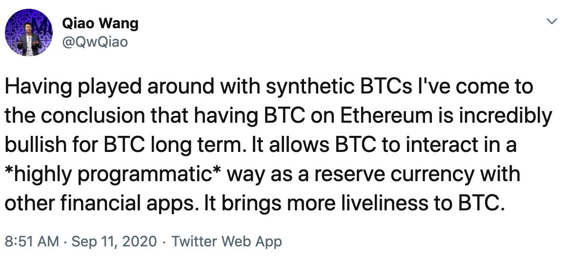 Former Director Messari: BTC's presence on Ethereum has been beneficial for the long-term development of BTC.