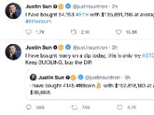 孙宇晨60.6万个以太坊险遭清算， 自称“成功拯救币圈”，豪掷2.8亿美元抄底