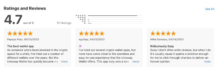 Uniswap Wallet上架App Store评价飙高！再增NFT搜索引擎