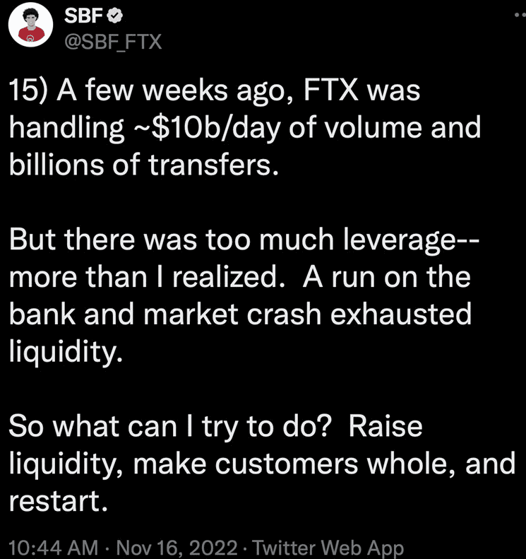 SBF：FTX流动性负债80亿美元 曾经日交易量破百亿！杠杆太大崩了