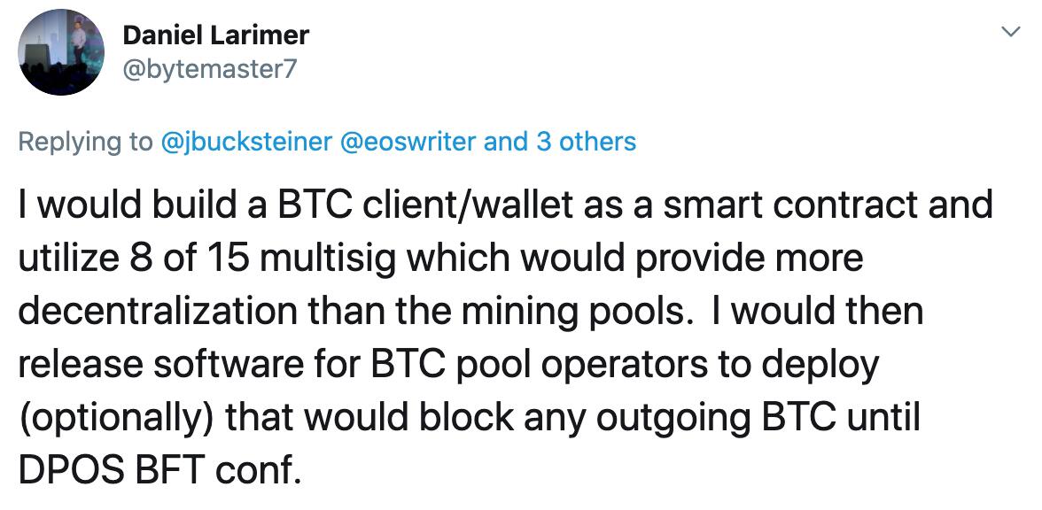 BM：将构建一个BTC客户端或钱包作为智能合约