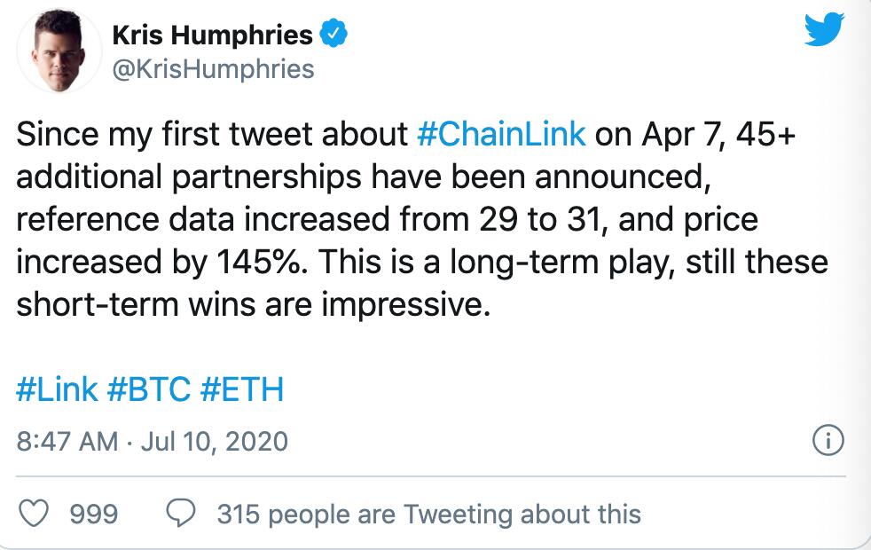 Former NBA player: ChainLink's impressive short-term performance