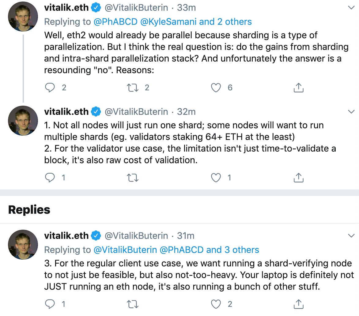 V神:ETH2分片和分片内并行化的收益不会叠加