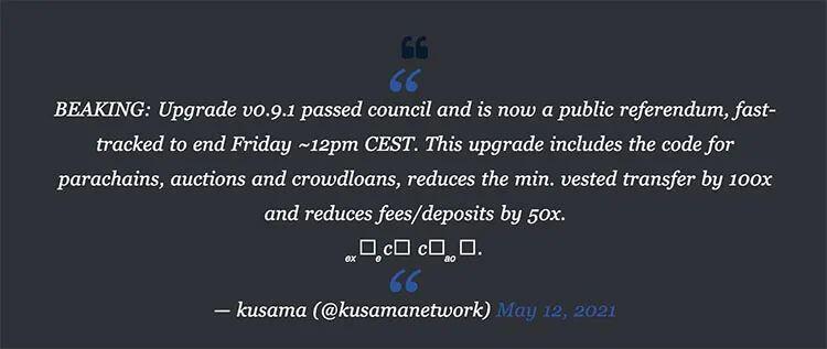 Kusama价格创下历史新高，为网络升级做准备