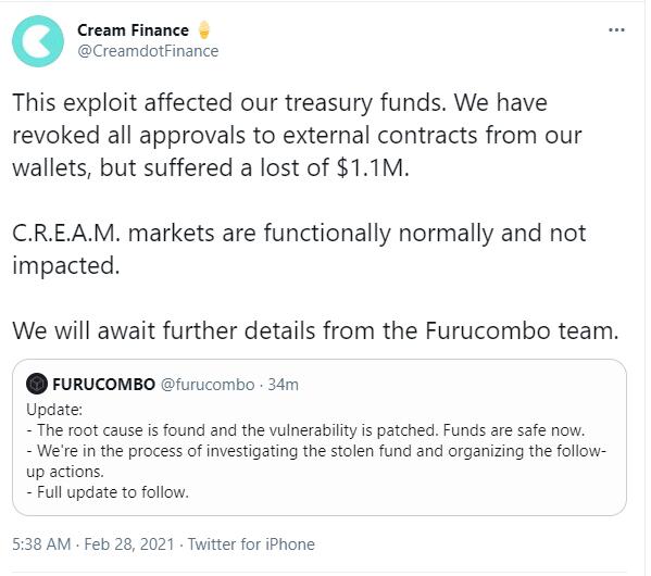 CreamFinance Vault poo $ 1.1 lab Vim Furucombo Vulnerability