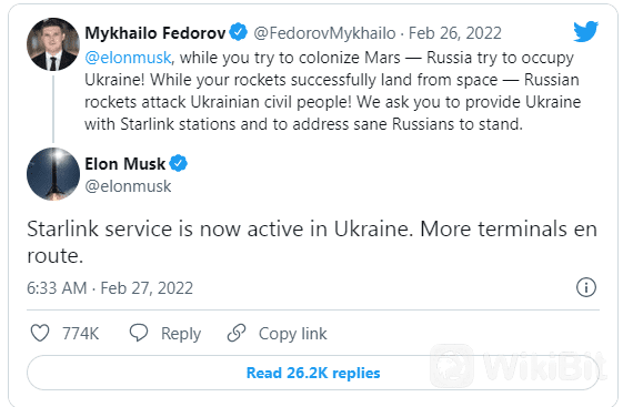 伊隆马斯克表示加强拯救乌克兰的互联网