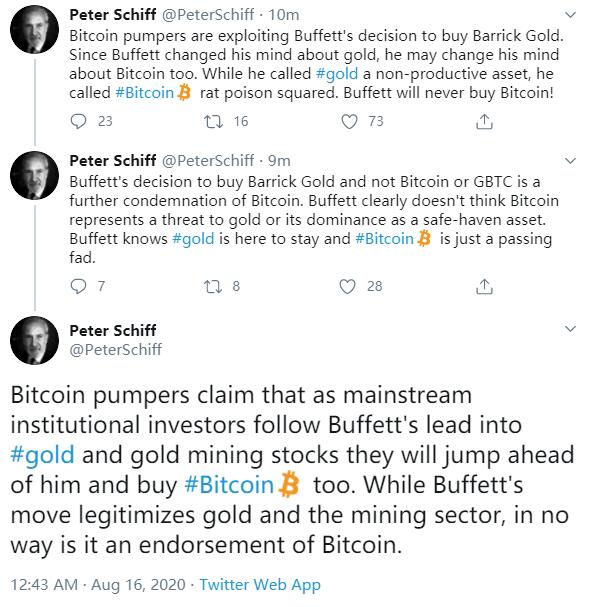Peter Schiff: Buffett will not buy bitcoin