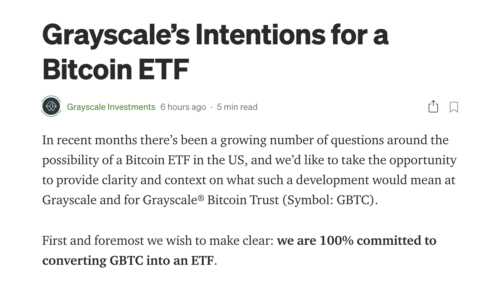灰度：会尽全力将GBTC转换为ETF
