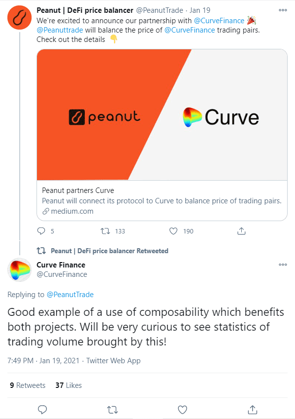 Peanut和Curve达成合作，它能给Curve带来什么？
