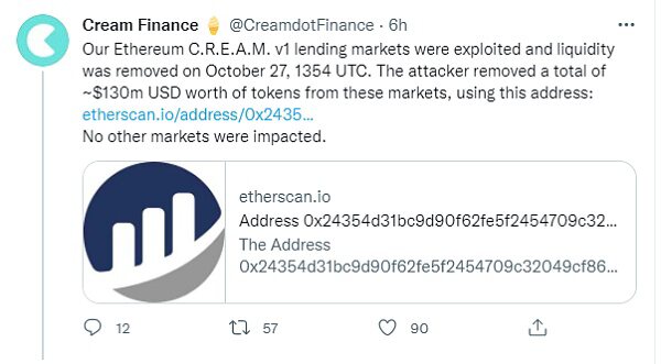被盗 1.3 亿美元 Cream Finance今年第五次遭黑客攻击全解析
