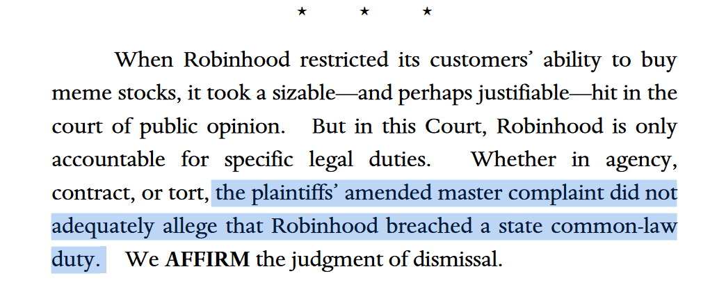 Robinhood 在 GameStop meme 股票案中击败了投资者的上诉