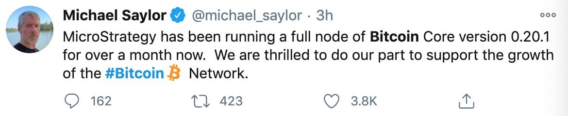 MicroStrategy has been running BitcoinCore0.20.1 on all nodes for over a month.
