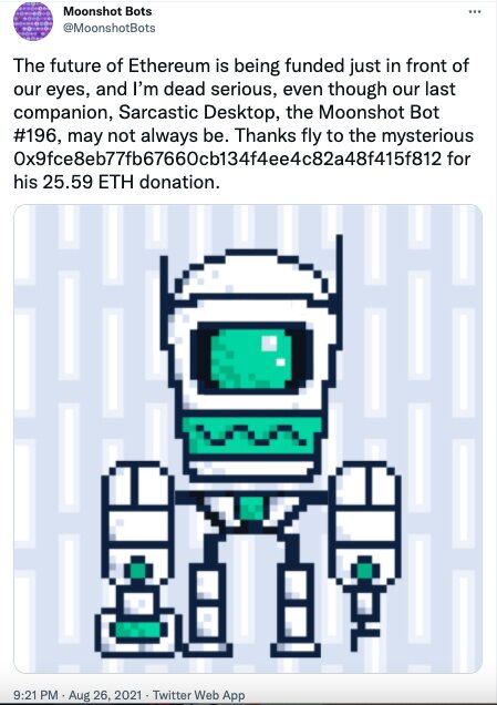Moonshot Bots NFT帮助Gitcoin Grants筹集逾180万美元资金