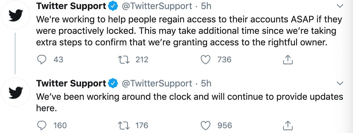Twitter says only "a handful" of the closures have been affected and are still recovering.