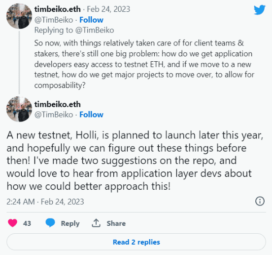 随着 Goerli ETH 进入市场，以太坊开发人员计划新的“Holli”测试网