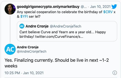 Andre Cronje透露Yearn与Curve正在合作