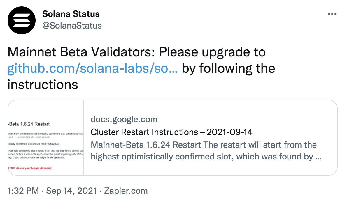 Solana主网Beta版中断，SOL下跌13%，首席执行官承认该软件暂不完美
