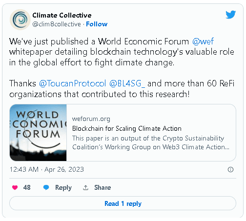 世界经济论坛白皮书将区块链作为应对气候变化的工具