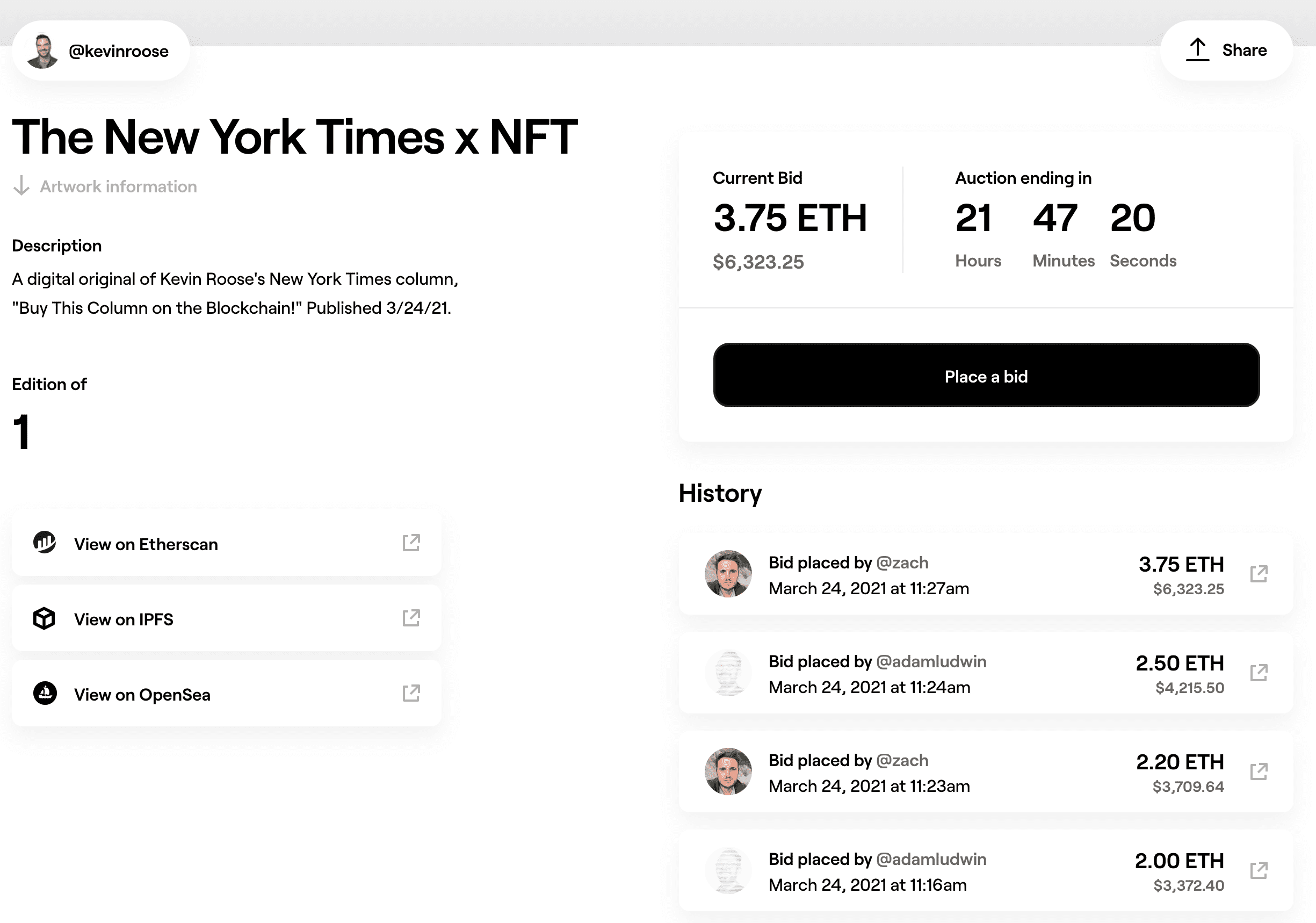 NFT走向新闻业！纽约时报专栏作家正在拍卖文章NFT