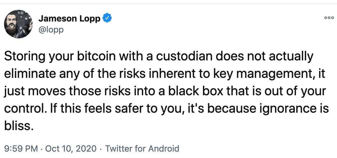 Casa联合创始人：由托管人存储BTC不能消除密钥管理风险