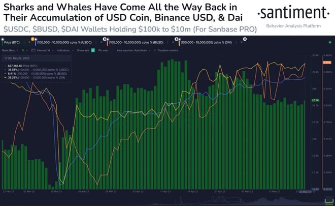 加密鲸鱼是否正在积累稳定币（USDT）以准备逢低买入？