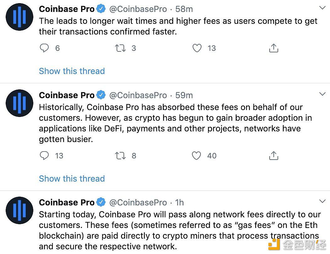 Coinbase Pro用户将开始承担网络交易费用
