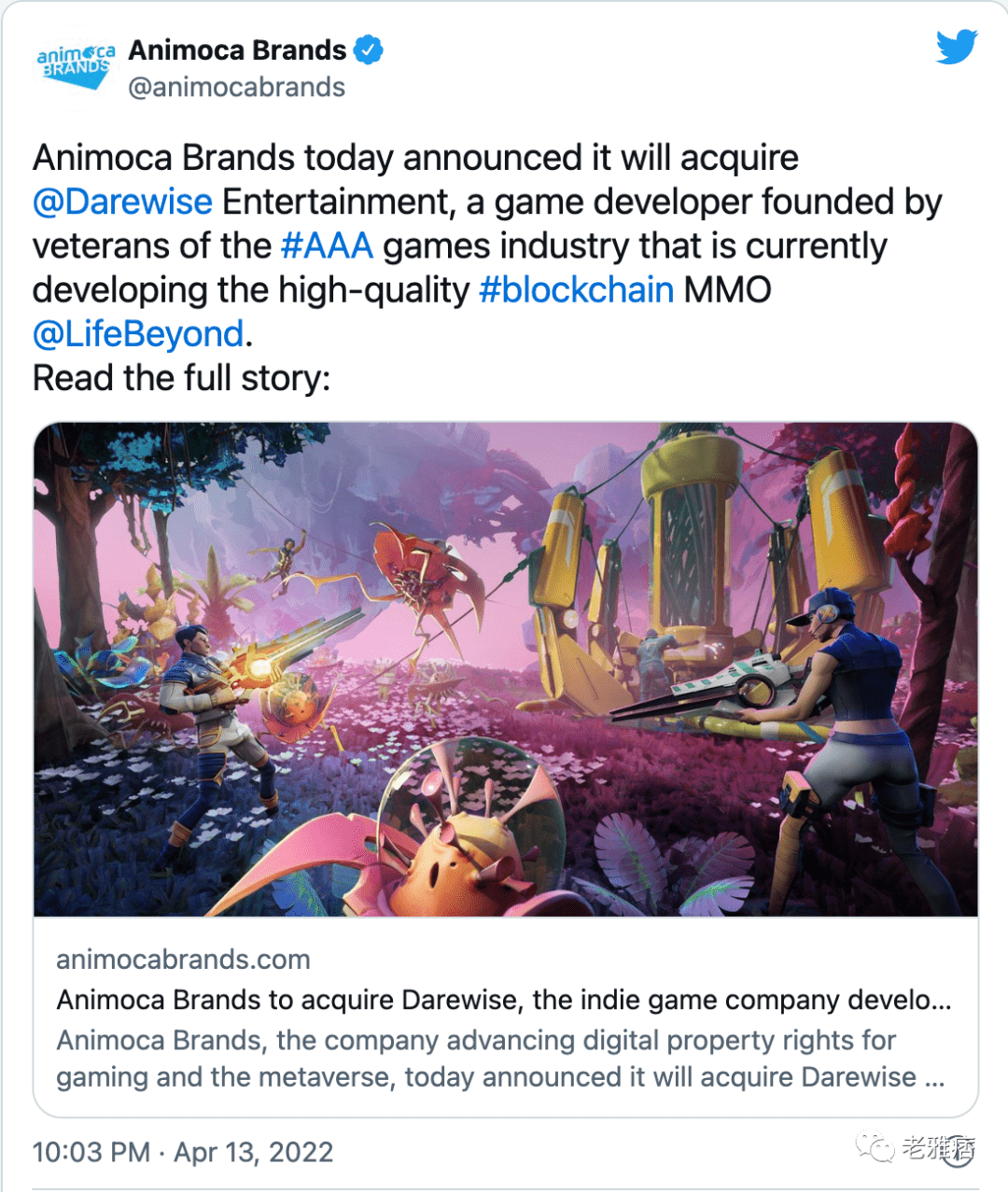 Animoca Brands联合创始人：未来将收购更多工作室来制作NFT游戏
