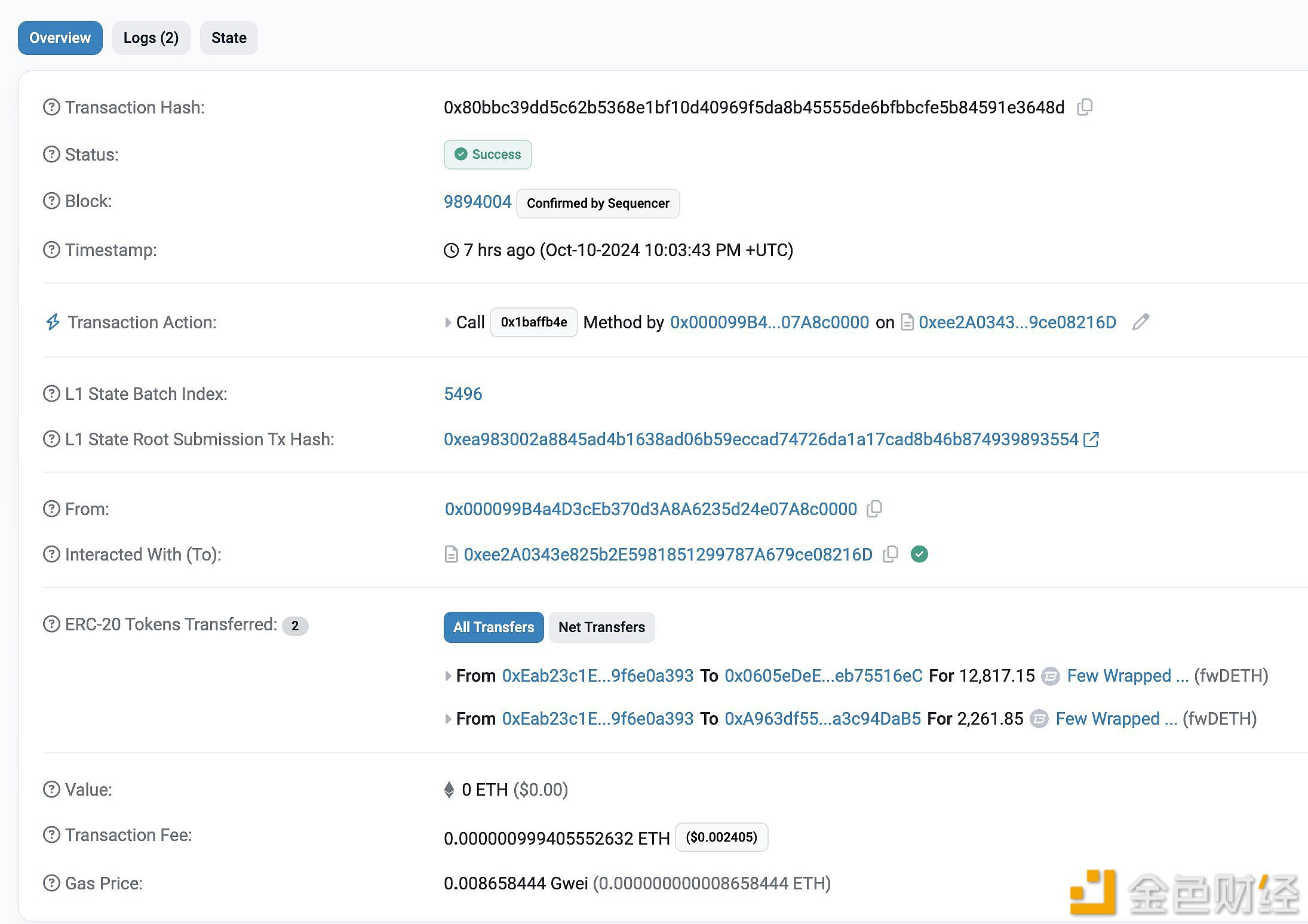 近3,600万美元的fwDETH钓鱼事件实施者将14,079枚DETH兑换为2,288枚ETH，导致DETH/WETH严重脱锚