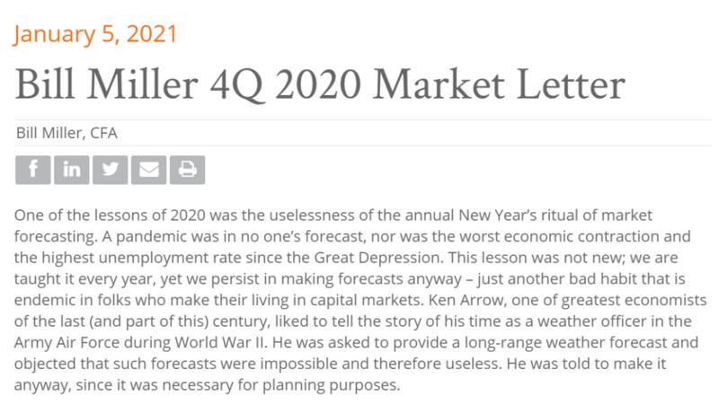 比尔米勒：2020年第四季度市场分析