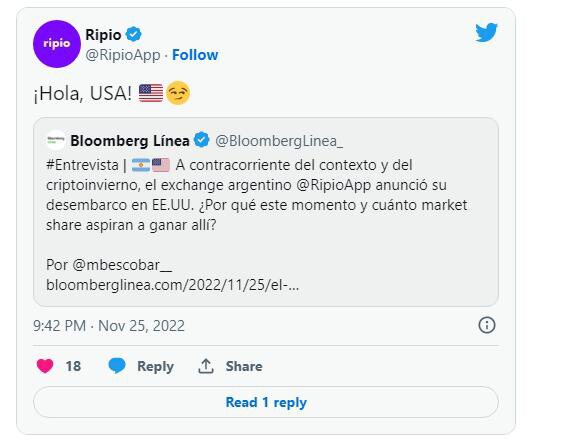 阿根廷的加密货币交易所 Ripio 扩展到美国