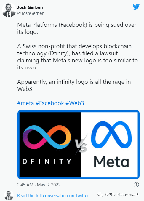 Dfinity 起诉 Meta 使用“其标志”
