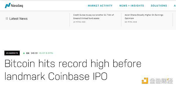 Coinbase上市在即 比特币破62500万美元