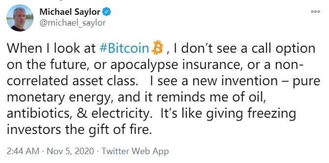 MicroStrategyCEO: Bitcoin is pure financial energy.