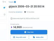 Jack Dorsey推特首则推文NFT以14969枚以太币在OpenSea出售