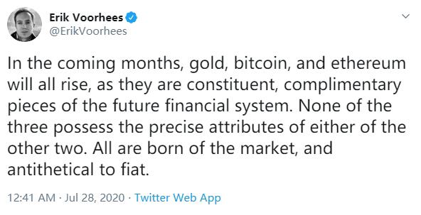 Shapeshift Founder: Bitcoin and Ethereum are the key and lifeblood of the financial future.